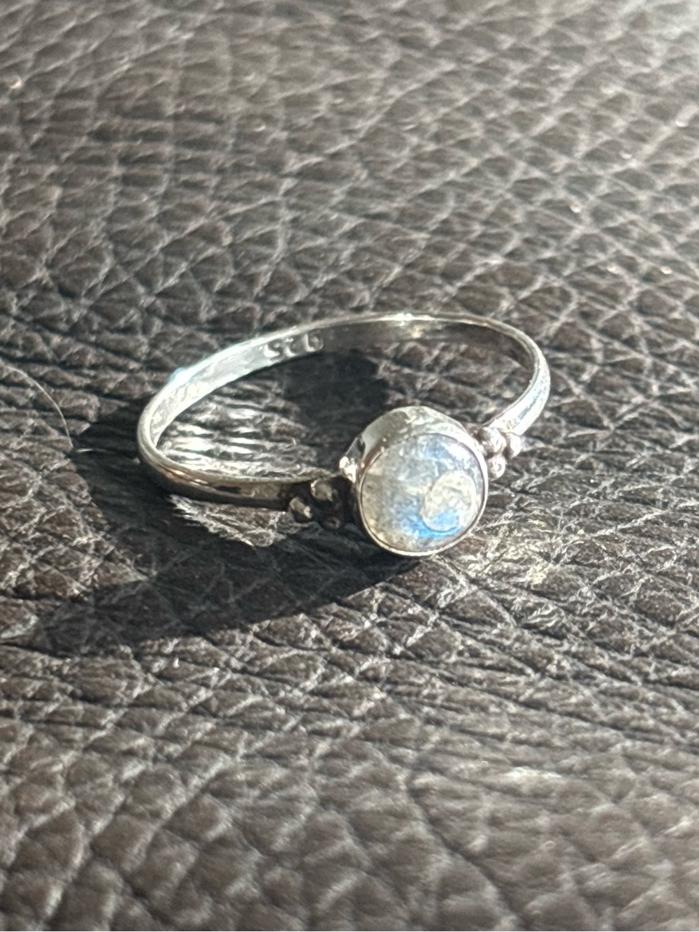 925 Sterling Silver Moonstone Bezel Ring
